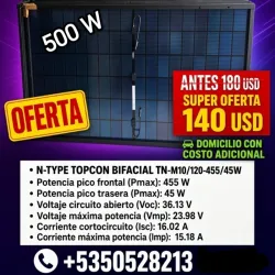 Panel de 500 w bifacial