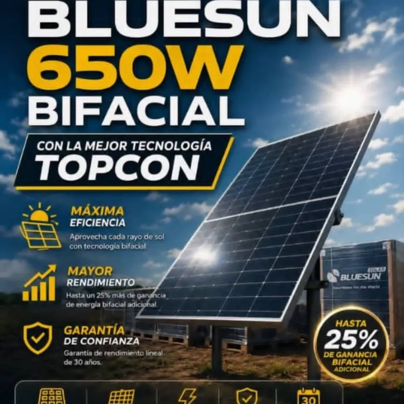 Panel solar bifacial 650w monocristalino BLUESUN