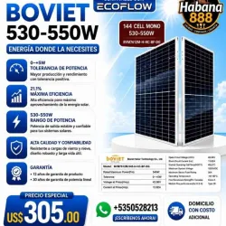🔋 Panel Solar Boviet 530–550W compatible con Ecoflow