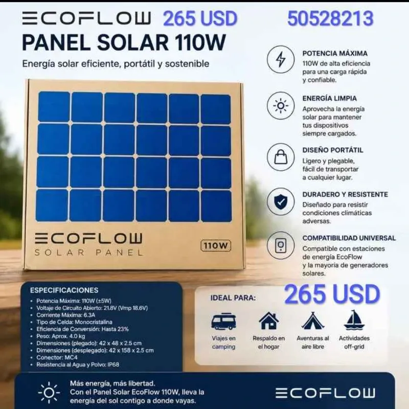 Panel Solar Portátil EcoFlow de 110W