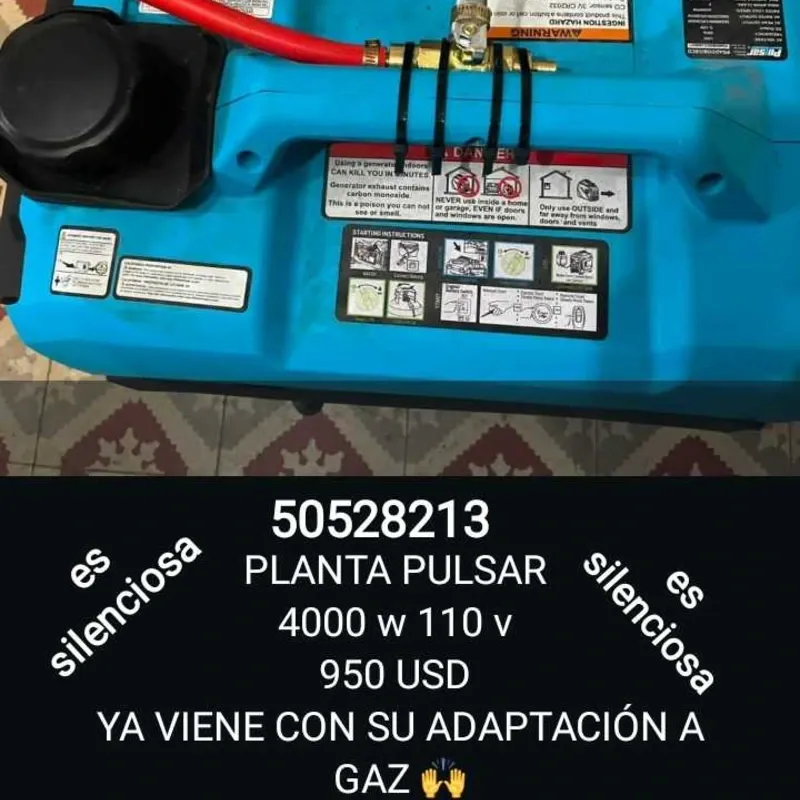 Planta eléctrica 4000 W solo es 110 vol SILENCIOSA
