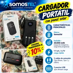Powerbanck 30 mil miliamperes con panel solar 🤩