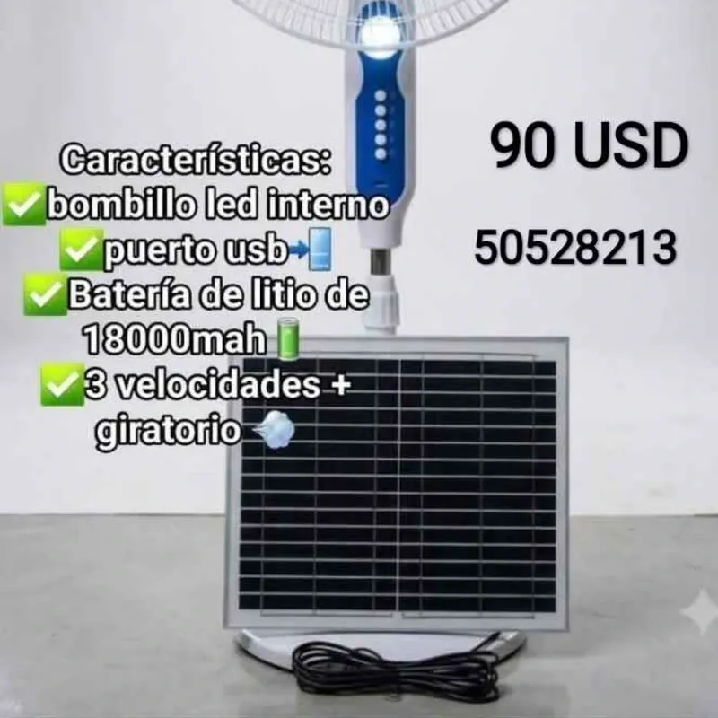 Ventilador Recargable Dawang con panel solar