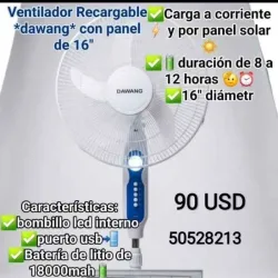 Ventilador Recargable Dawang con panel solar