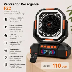 Ventilador Recargable F22 – 40,000 mAh 💨