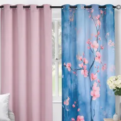 Cortinas blackout combinadas (una lisa y otra estampada).