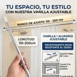 Palo de cortinero regulable para baño