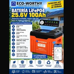 🔋 BATERÍA DE LITIO ECO-WORTHY 25.6V 100Ah 🔋 Tecnología LiFePO4 (2560Wh)
