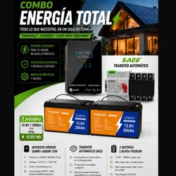 ⚡ COMBO #7 – RESPALDO DE ENERGÍA SUMRY 4000W + 2 BATERÍAS LiFePO₄ + TRANSFER SACO