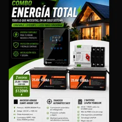 ⚡ COMBO DE ENERGÍA 4,000W – INVERSOR SUMRY + BATERÍAS LiFePO₄ + TRANSFER SACO