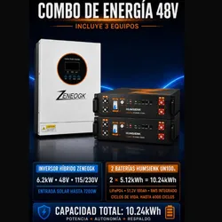 ⚡ Combo de Energía 48V — Inversor Híbrido 6.2 kW + 10.24 kWh en Baterías