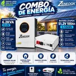 ⚡ COMBO DE ENERGÍA 6.2 kW + 5.12 kWh – INVERSOR HÍBRIDO + BATERÍA LiFePO₄