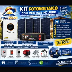 ☀️ Kit Fotovoltaico Completo 6.2 kVA + Batería 5.12 kWh + 4 Paneles de 625 W