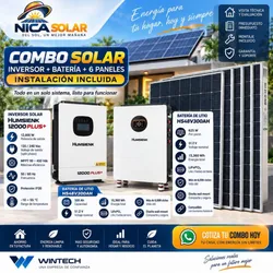 Kit solar completo con instalación incluída  12kw en inversor, 15 kwh en batería y 6 paneles