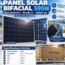 Panel solar  Bifacial de 595 w