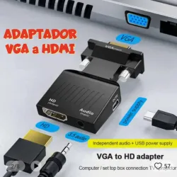 -- HDMI a VGA + Cable de Audio Incluido 