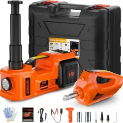 GATO ELÉCTRICO 3 EN 1 CON COMPRESOR DE AIRE (12V) Y LLAVE DE IMPACTO