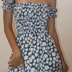 Vestido Fruncido a la mitad negro 