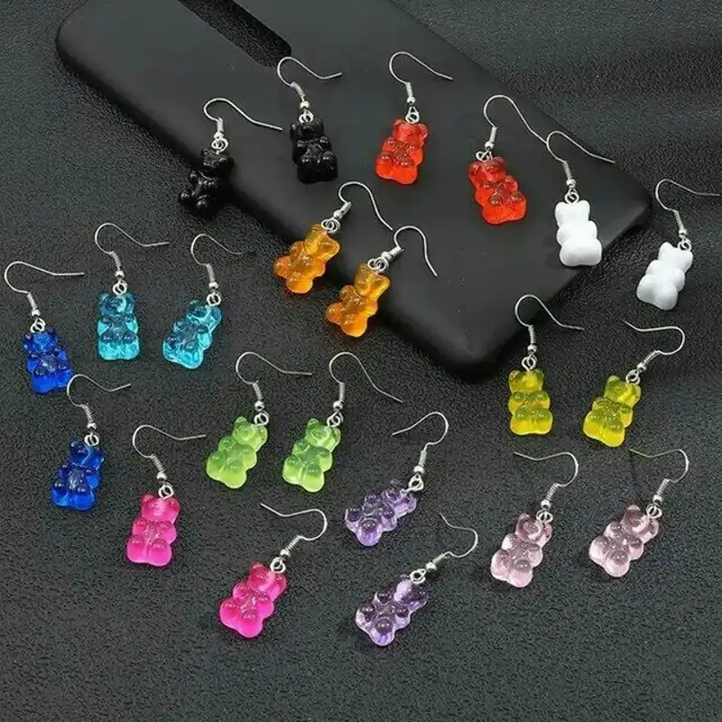 Aretes de ositos de goma (plásticos)