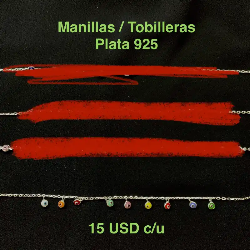 Manillas / tobilleras de plata 925