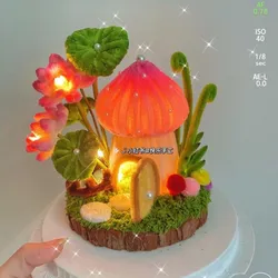 Casita del bosque con luces