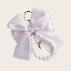 LLAVERO DE LAZO Y PERLA BLANCO