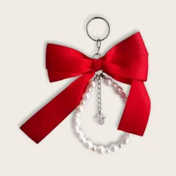 LLAVERO DE LAZO Y PERLA ROJO