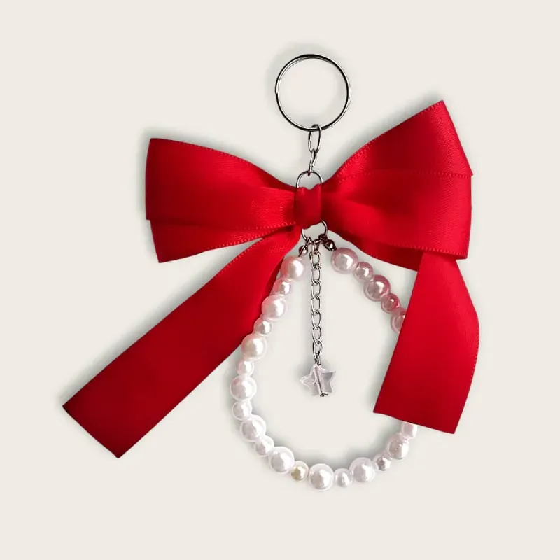 LLAVERO DE LAZO Y PERLA ROJO