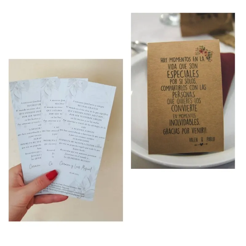 TARJETAS DE AGRADECIMIEMNTO PARA INVITADOS