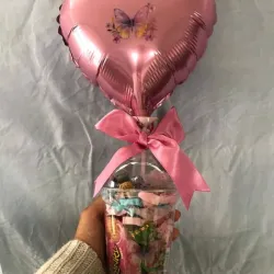 VASO DOMO CON GLOBO Y CHUCHES