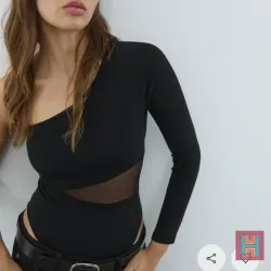 BODY ASIMÉTRICO TRANSPARENCIAS NEGRO 0174