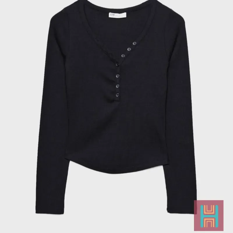 CAMISETA BOTONES NEGRO 0048