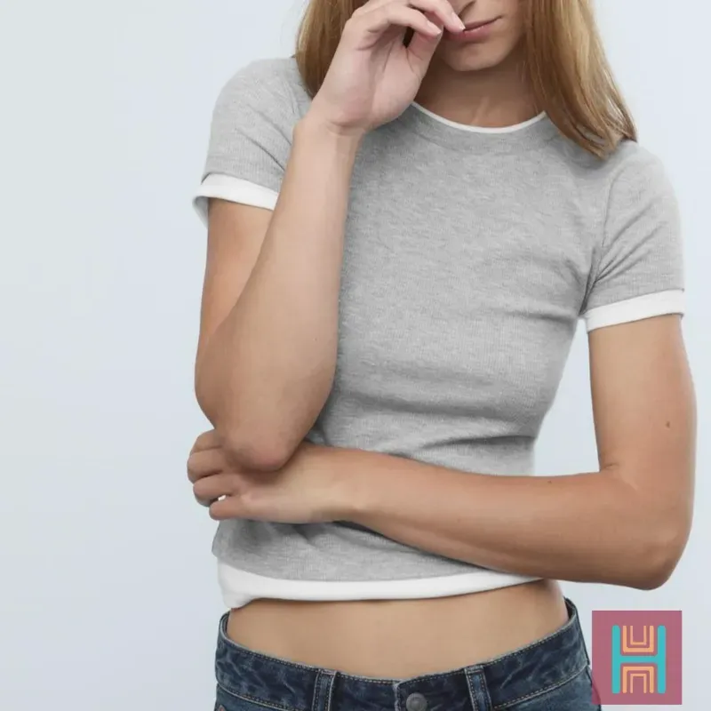 CAMISETA DOBLE CONTRASTE GRIS 0029