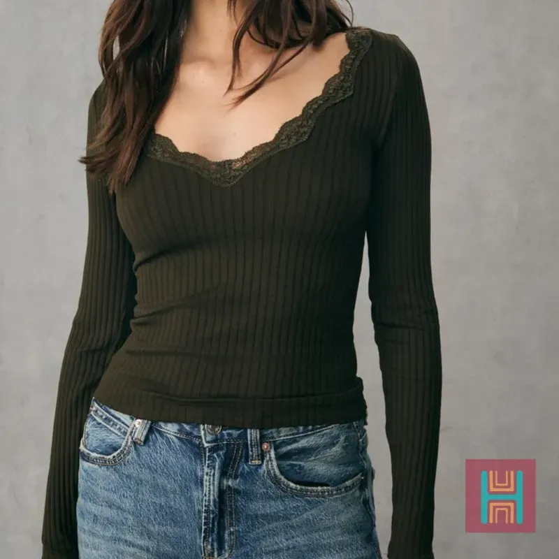 CAMISETA ENCAJE VERDE 0057