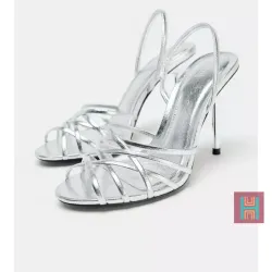 SANDALIA TACÓN PLATEADO ZARA 0167
