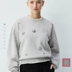 SUDADERA ADORNOS JOYAS GRIS 0098