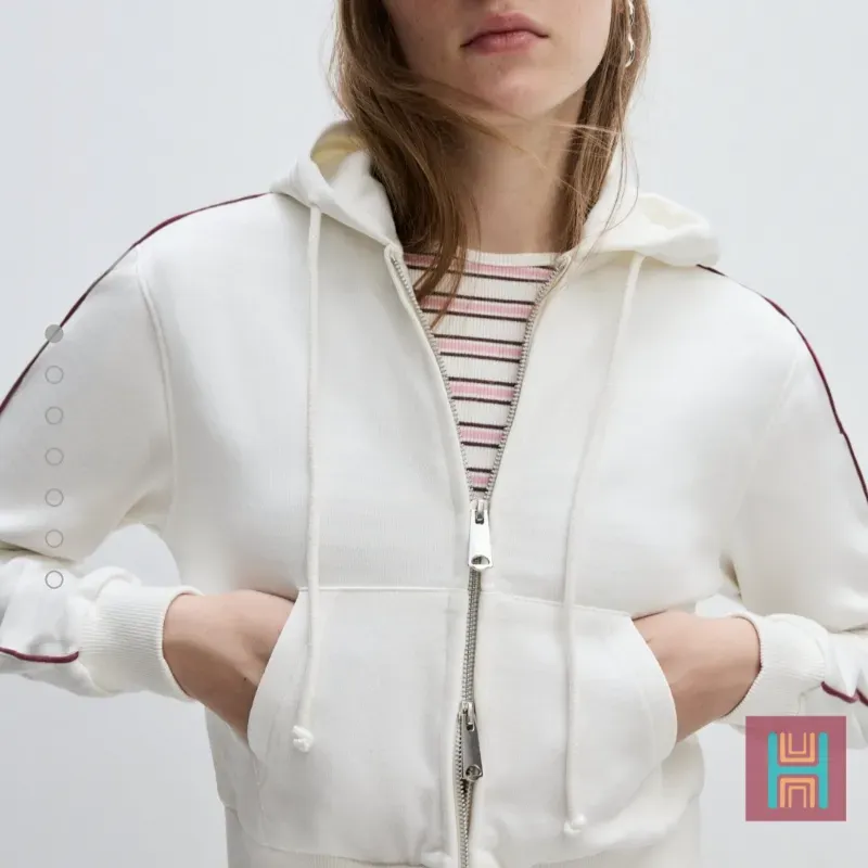 SUDADERA CREMALLERA FRANJAS BLANCO 0087