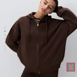 SUDADERA CREMALLERA OVERSIZE MARRÓN 0089