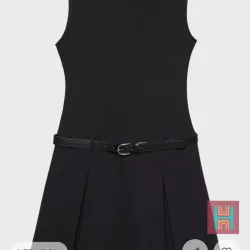 VESTIDO CORTO RAYAS CINTURÓN NEGRO 0069