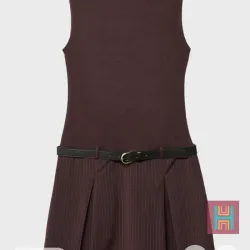 VESTIDO CORTO RAYAS CINTURÓN ROJO 0067