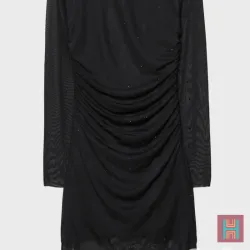 VESTIDO CORTO TUL BRILLOS NEGRO 0178