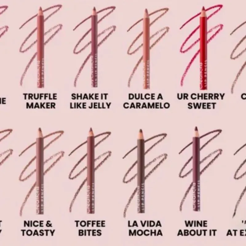 💋 Beauty Creations Wooden Lip Pencil Set – 12 tonos