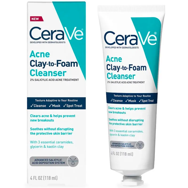 CeraVe Acne Clay-to-Foam Cleanser 🫧