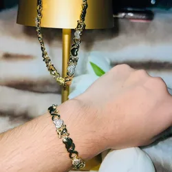 ✨Dúo de cadena y manilla de Oro Laminado Con baño de oro de 18K