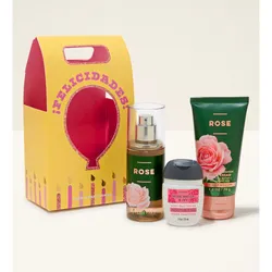 🌹 Rose Gift Set Tamaño de Viaje  Elegante set con la fragancia Rose. Incluye body cream, splash y antibacterial Rose Water & Ivy. Aroma floral delicado y muy sofisticado.
