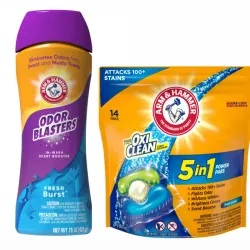 Arm & Hammer Plus OxiClean 5 en 1 Power Paks y Odor Blasters, potenciador de aroma para lavado (Fresh Burst)