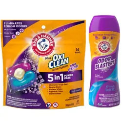 Arm & Hammer Plus OxiClean 5-in-1 Power Paks y  Odor Blasters Potenciador de aroma en lavado