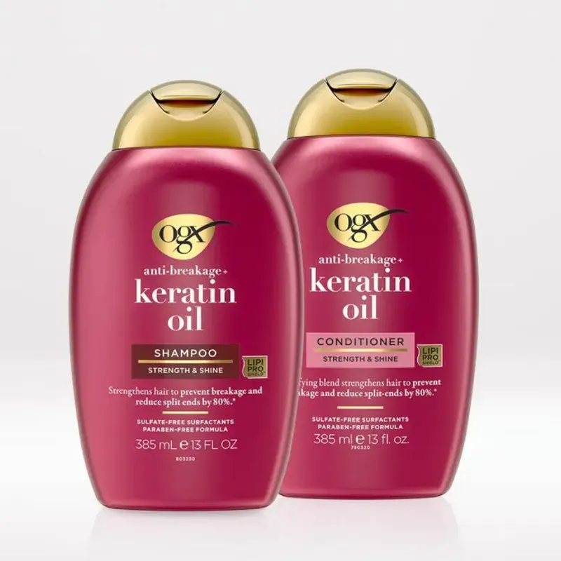 Set de champú y acondicionador OGX Anti-Rotura + Aceite de Keratina