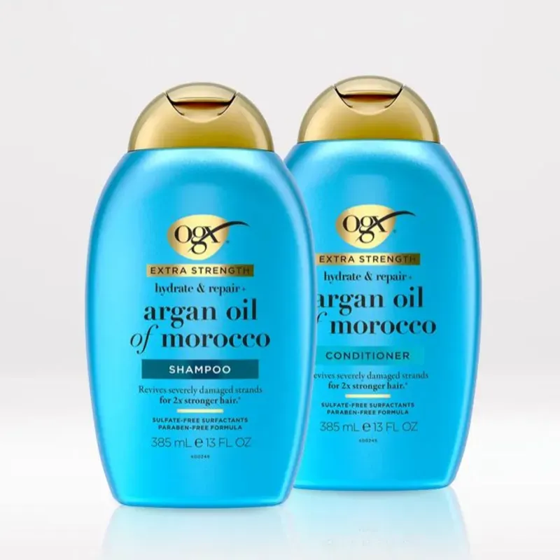 Set de champú y acondicionador OGX Hidratación y reparación extrafuerte + Aceite de argán de Marruecos