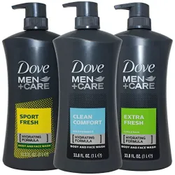 Geles de baño y faciales Dove Men+Care. 